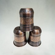 Медные стаканы для воды САГА, с узором, оптом, набор 6 шт.